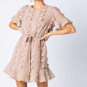 En Merci &merci tan pom pom midi dress, size medium